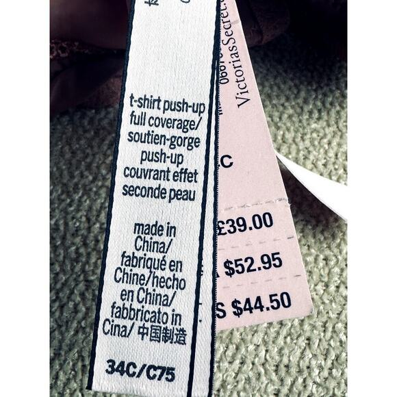 Victoria Secret Mauve Brick T-Shirt Push Up Bra Women's Size 34C NWT - Picture 4 of 5